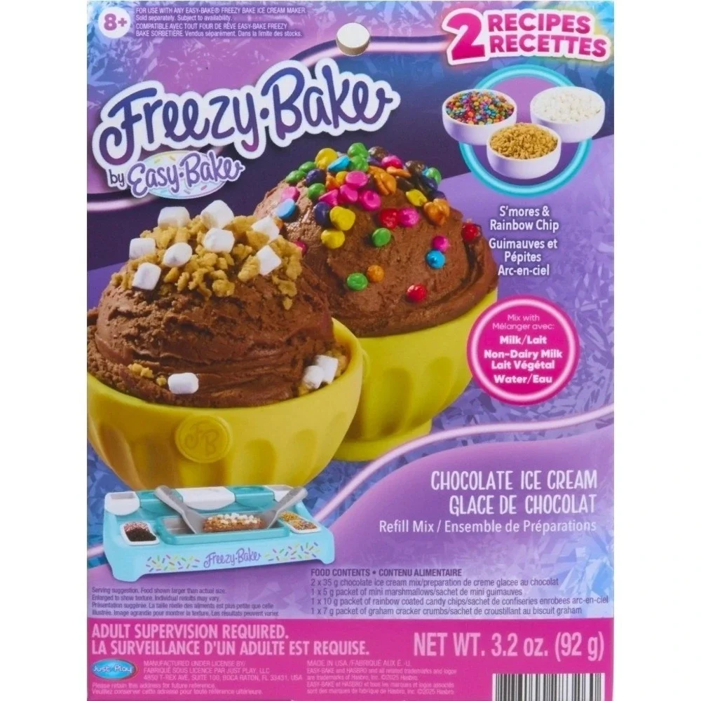 Easy Bake Freezy Ice Cream Refill‎ Mix 2 Pack Chocolate S'mores & Strawberry New